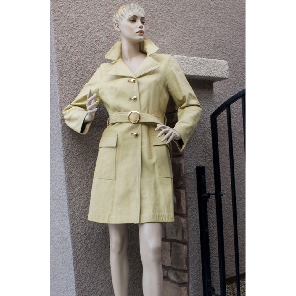 Vintage Leather Trench Style Coat from London Med